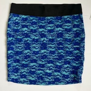 Charlotte Russe Aqua/Blue Lace Skirt Sz L